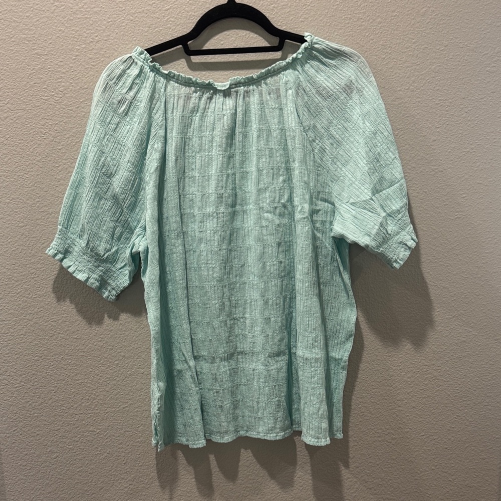 🌿 Est. 1946 (Cato) Mint Green Short Sleeve Cotton Top – Size L 🌿 - Picture 5 of 6